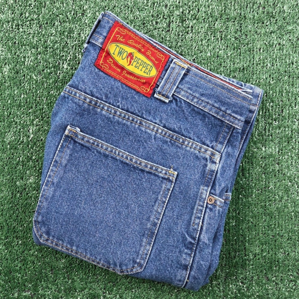 VTG Two Pepper Mens Denim Jorts Blue Medium Wash Wide Leg 36 100% Cotton - Picture 5 of 8